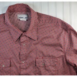 Wrangler‎ Pearl Snap Shirt Men Size Extra Large Red Long Sleeve Western Rodeo